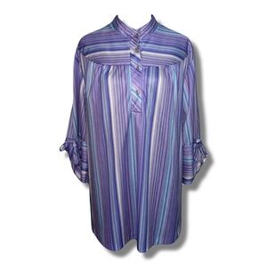 Vintage Blue & Purple Striped Top